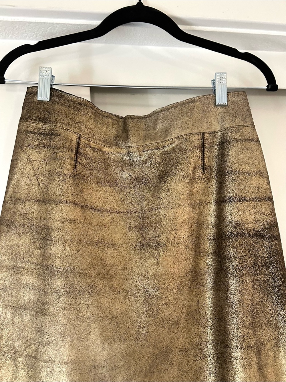 BCBGMaxAzria RARE Distressed Metallic Gold/black A-Line Skirt - Picture 2 of 12